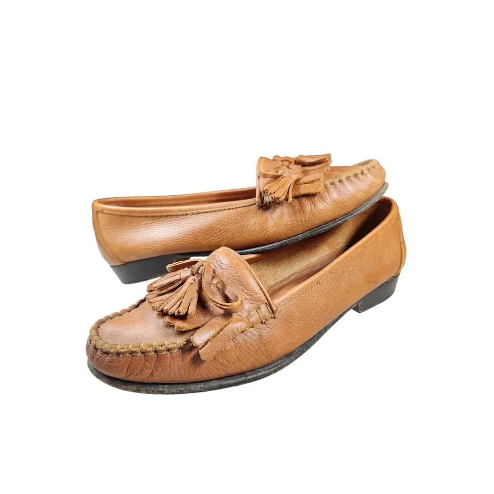 Vintage Cole Haan Brown Leather Tassel Loafers Preppy Academia Old Money 6.5